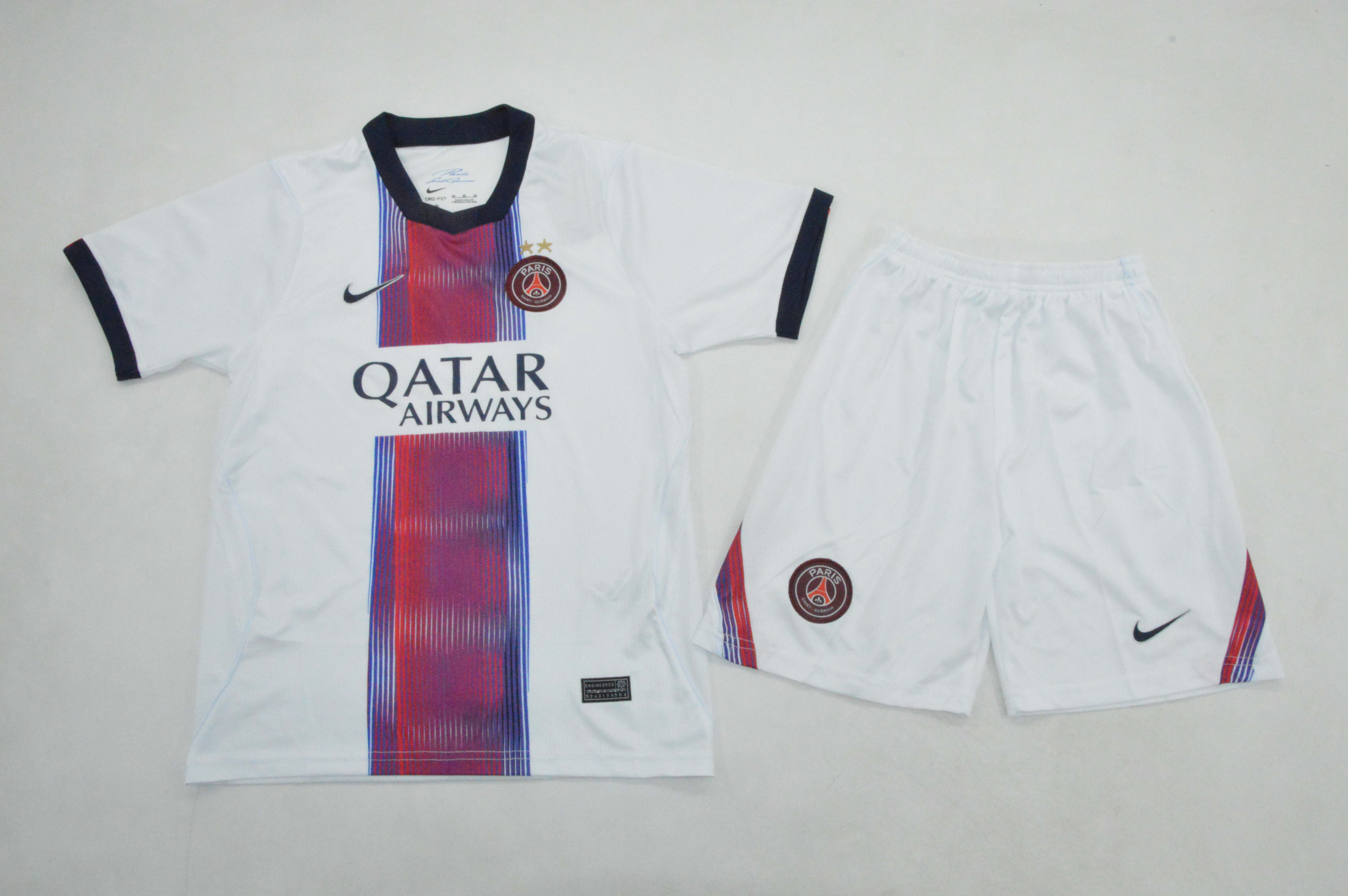 Kids-Paris St Germain 26/27 Away White Two Stars Jersey